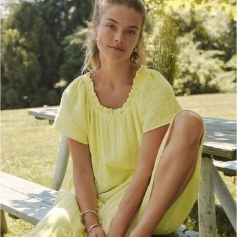 Anthropologie | Maeve Selah High Low Maxi Dress Lime Yellow